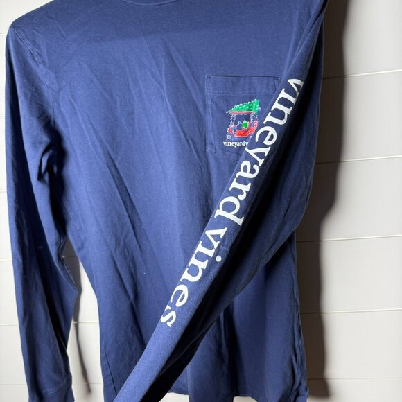 Vineyard Vines Christmas Golf Cart Long Sleeve Pocket Tee- Sz Men's Small - Picture 6 of 6